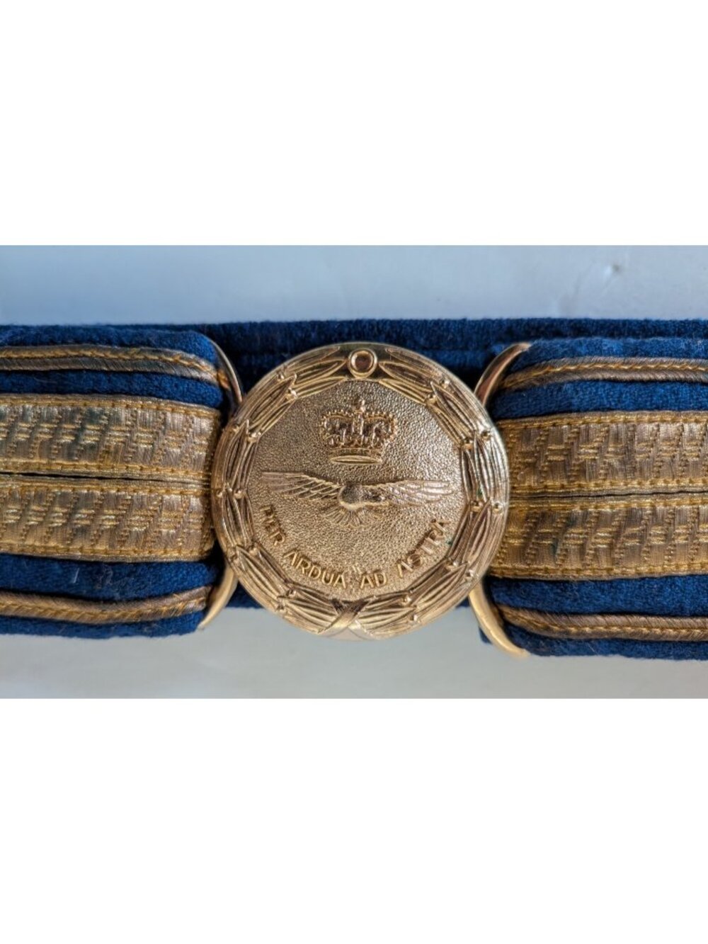 VTG Ascot Canadian RCAF Officers Dress Belt Gilt Buckle Formal Gold Bullion Sz M